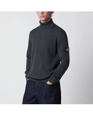 Stone Island Turtleneck Jumper With Regular Fit - Blue