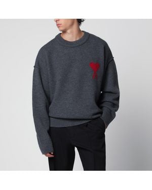 Ami Paris Dunkelgrauer Ami De Coeur Pullover