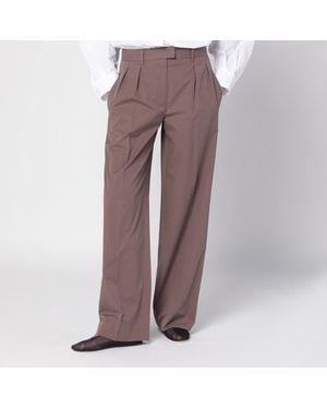 The Row Taupe Cotton Trousers - Brown
