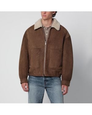 Salvatore Santoro Coffee Shearling Jacket With Zip - Brown