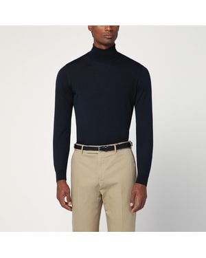 Drumohr Wool Turtleneck Jumper - Blue