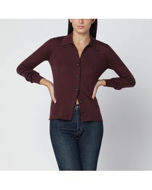 Roberto Collina Aubergine Wool Cardigan - Red