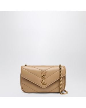 Saint Laurent Loulou Mini-Tasche Aus Beigefarbenem Leder - Natur