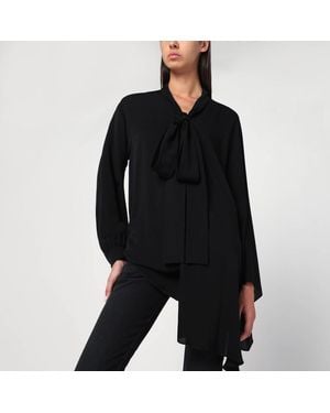 Balenciaga Camicia asimmetrica con foulard nera in seta - Nero