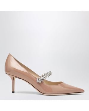 Jimmy Choo Bing Crystal-strap Patent Leather Court Shoes In Ballet - Pink