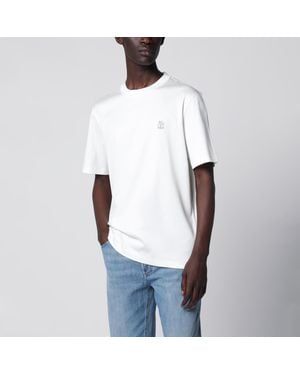 Brunello Cucinelli Crew-Neck Cotton Jersey T-Shirt With Logo - White