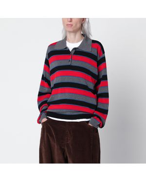 Cordera Polo Oversize À Rayures Multicolores En Coton - Rouge