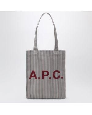 A.P.C. Borsa Tote Lou Verde/Bordeaux A Righe - Grigio