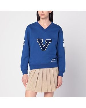 Valentino Sweatshirt Avec V Et Broderie Le Chat De La Maison - Bleu