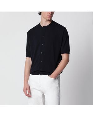 AURALEE Cotton Button-Up Sweater - Black