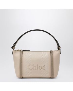 Chloé Carry Bag In Beige Striped Canvas - Pink