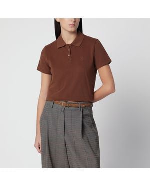 Saint Laurent Caramel Cropped Polo Shirt - Brown