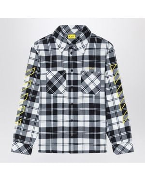 Off-White c/o Virgil Abloh Diagonal Checked Flannel Shirt - Blue