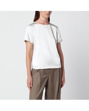 Weekend by Maxmara Cream Satin Crew Neck T-Shirt - White