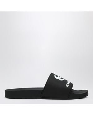 Balenciaga Rubber Slide Sandals For The Pool - Black