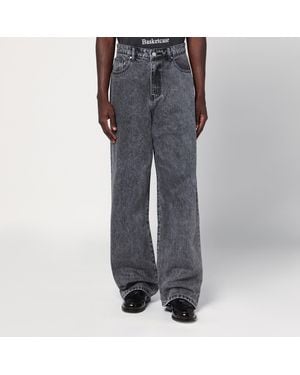 Basketcase Gallery Wide Leg Washed Jeans - Grey