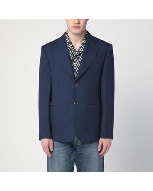 Valentino Blue Single-breasted Wool Jacket
