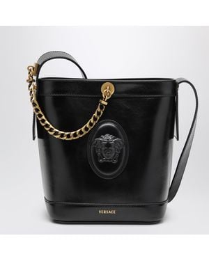 Versace Schwarze Beuteltasche Aus Leder