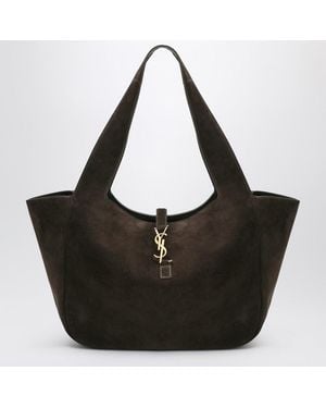 Saint Laurent Sac Le 5 À 7 Bea En Daim Vert Mousse - Noir