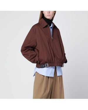 Loewe Giacca con cintura in seta e cotone color caffè - Marrone