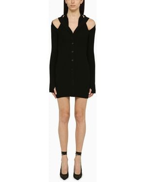 ANDREADAMO Ribbed Mini Dress With Cut Out - Black