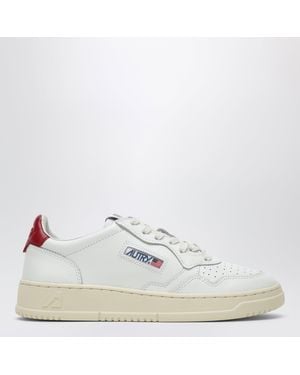 Autry Sneakers Medalist Low En Cuir Blanc/Rouge Foncé
