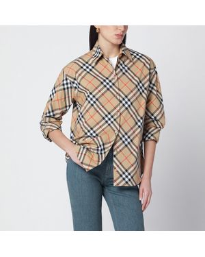 Burberry Shirt With Check Pattern - Natural