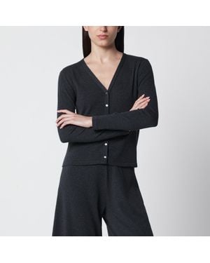 The Row Cardigan Cresp En Coton Côtelé Gris Anthracite - Bleu