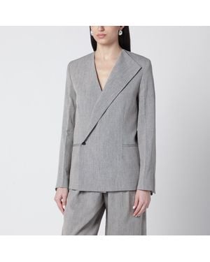 Loulou de Saison Suna Tailored Jacket With An Asymmetric Opening And Lapel - Gray
