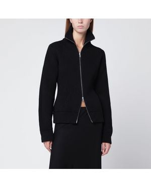 Maison Margiela Wool Zip-Up Cardigan - Black