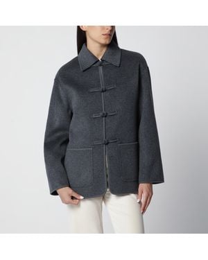 Rohe Dark Mélange Double-Faced Wool Jacket With Pankou Closure - Black