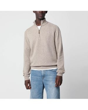 Sease Mélange Cashmere Half-Zip Sweater - Natural