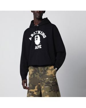 A Bathing Ape Felpa Con Cappuccio Nera Con Stampa Logo - Nero