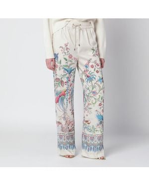 Etro Wide-Leg Trousers With Floral Print - White