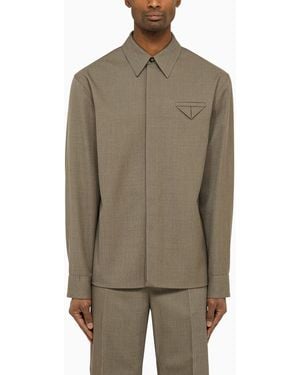 Bottega Veneta Gray Wool Twill Shirt - Green