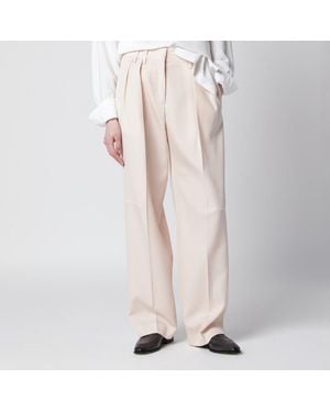 Jil Sander Pantaloni avorio in gabardine di lana - Rosa