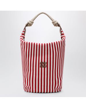 Miu Miu Striped Canvas Bag - Red