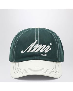 Ami Paris Cappellino Signature Verde E Avorio