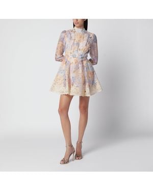 Zimmermann Valiant-Minikleid Blau Aus Leinen Und Seide - Natur