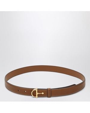 Gucci Ceinture Fine Couleur Cuir Avec Boucle Demi-Morsetto - Marron