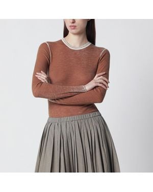 6397 Gerippter Pullover - Braun
