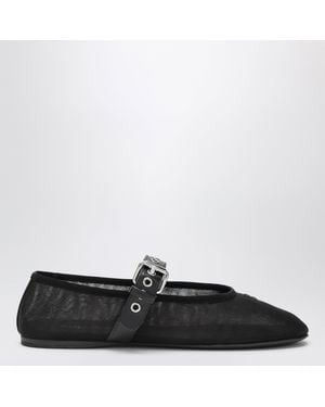 Miu Miu Fabric Ballet Flats With Buckle - Black