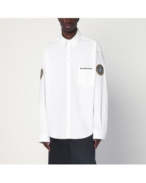 Balenciaga Uniform Merch Button-Down Shirt - White