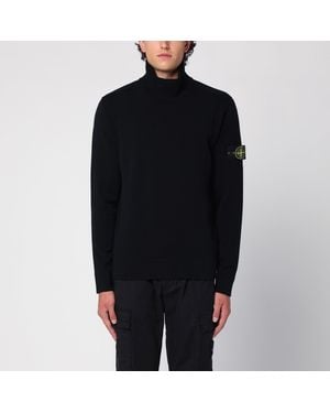 Stone Island Wool-Blend Turtleneck Jumper - Black