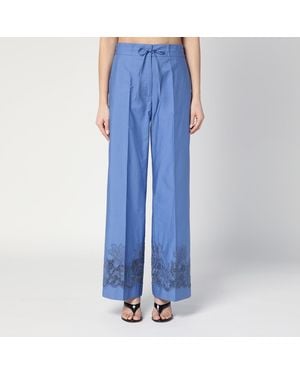 P.A.R.O.S.H. Embroidered Cotton Pants - Blue
