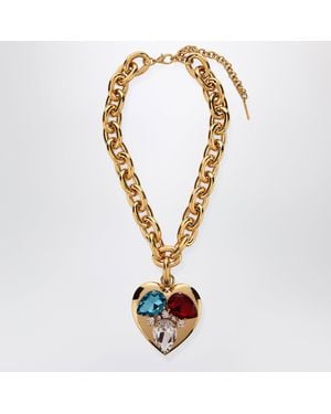 Alessandra Rich Tone Chain Necklace With Heart Pendant - Metallic