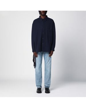 Destin Dark Wool And Cashmere Overshirt - Blue