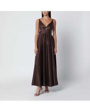 Zimmermann Long Draped Silk Dress - Brown