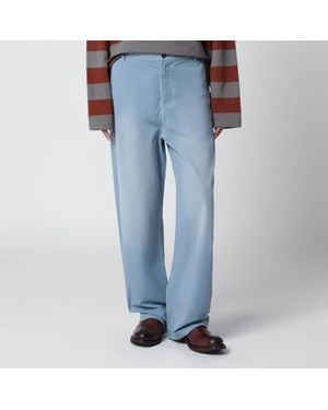 Miu Miu Garment-dyed Cotton Twill Trousers In Astral - Blue