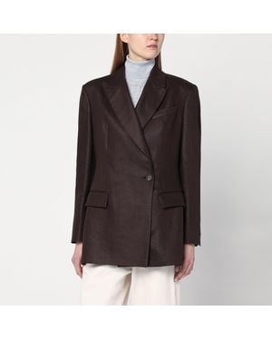 スーツ BRUNELLO CUCINELLI Shiny linen twill jacket with necklace Brunello Cucinelli Shiny Linen Twill Jacket With Necklace in